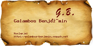 Galambos Benjámin névjegykártya